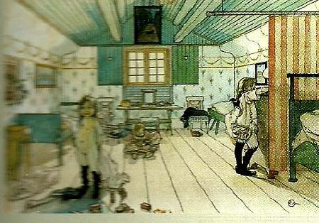 Carl Larsson nar barnen lagt sig oil painting picture